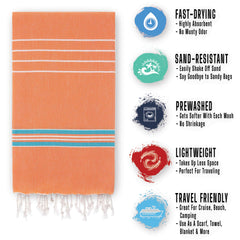 100% Turkish Cotton Beach Towel Quick Dry Sand Free Lightweight Oversized 38 x 71 Beach Towel Turkish Towel for Beach Accessories Gifts Pool (Sunset Bliss)