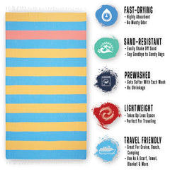 100% Turkish Cotton Beach Towel Quick Dry Sand Free Lightweight Oversized 38 x 71 Beach Towel Turkish Towel for Beach Accessories Gifts Pool (Golden Breeze)